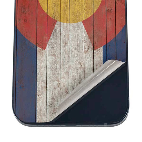 Colorado Flag Dark Wood iPhone 16 Skin