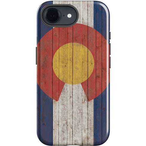 Colorado Flag Dark Wood iPhone 16e Impact Case