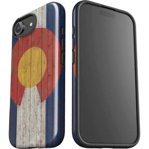 Colorado Flag Dark Wood iPhone 16e Impact Case