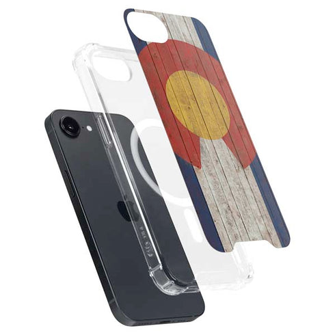 Colorado Flag Dark Wood iPhone 16e MagSafe Case