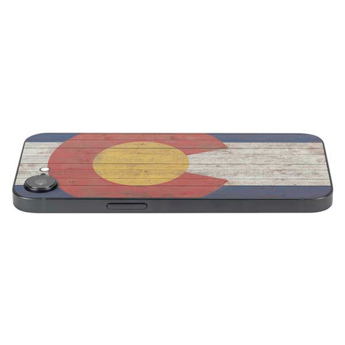 Colorado Flag Dark Wood iPhone 16e Skin
