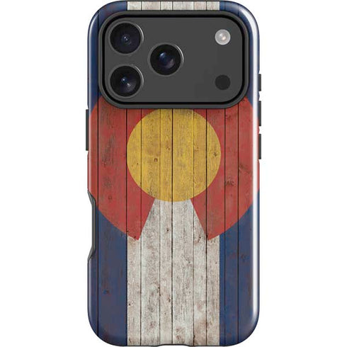 Colorado Flag Dark Wood iPhone 18 Pro Impact Case