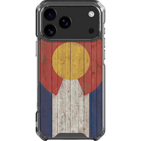 Colorado Flag Dark Wood iPhone 18 Pro Max Clear Case
