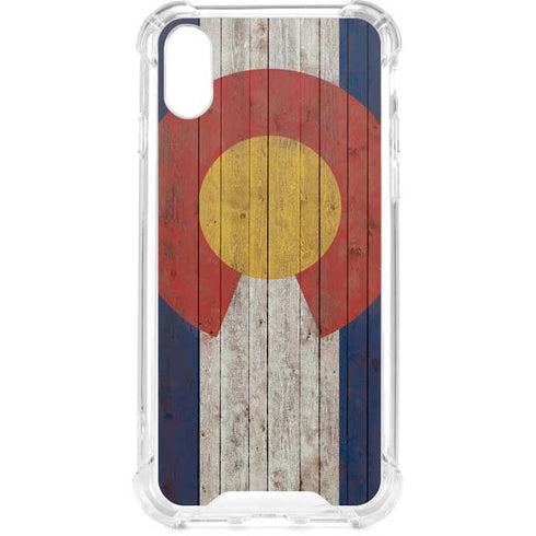 Colorado Flag Dark Wood iPhone XS Clear Case