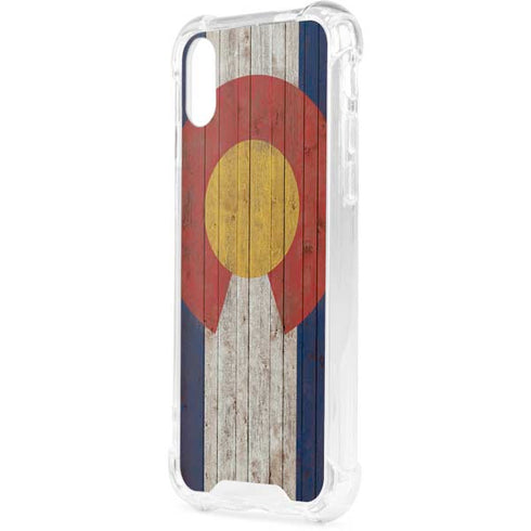 Colorado Flag Dark Wood iPhone XS Clear Case