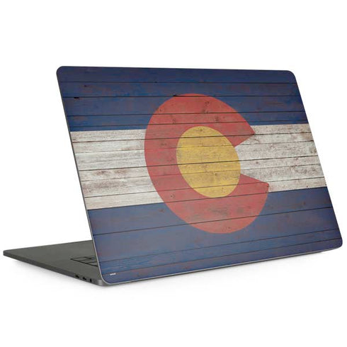Colorado Flag Dark Wood MacBook Skins