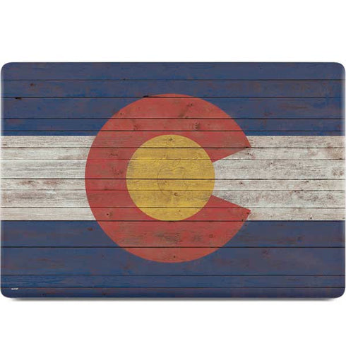 Colorado Flag Dark Wood MacBook Skins