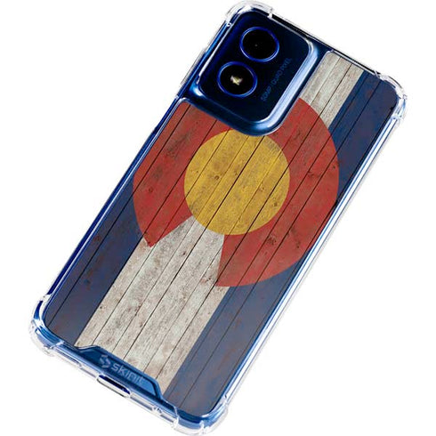 Colorado Flag Dark Wood Moto G Play 4G (2024) Clear Case