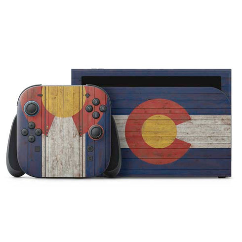 Colorado Flag Dark Wood Nintendo Skins