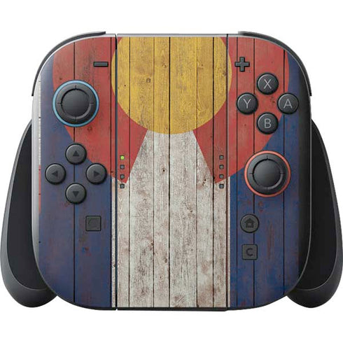 Colorado Flag Dark Wood Nintendo Switch 2 (2025) with Joy-Con Skin