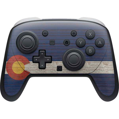 Colorado Flag Dark Wood Nintendo Switch 2 (2025) Pro Controller Skin