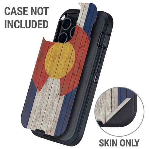 Colorado Flag Dark Wood Otterbox Defender iPhone Skin