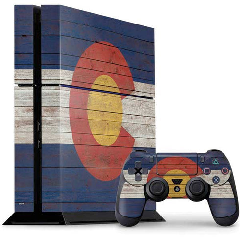 Colorado Flag Dark Wood PlayStation PS4 Skins