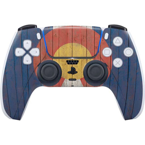 Colorado Flag Dark Wood PlayStation PS5 Skins
