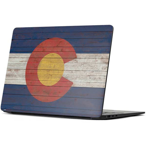 Colorado Flag Dark Wood Surface Laptop 7 15in Skin