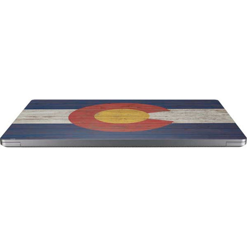 Colorado Flag Dark Wood Laptop Skins