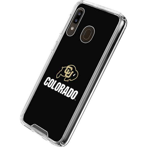University of Colorado CU Logo on Black Galaxy A30 Clear Case