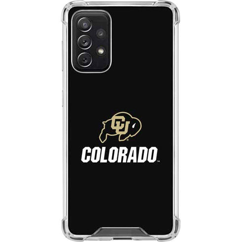 University of Colorado CU Logo on Black Galaxy A72 5G Clear Case