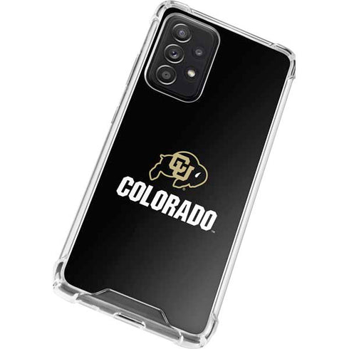 University of Colorado CU Logo on Black Galaxy A72 5G Clear Case