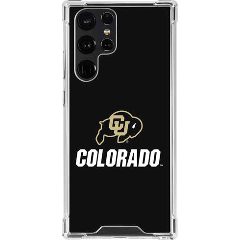 University of Colorado CU Logo on Black Galaxy S23 Ultra Clear Case