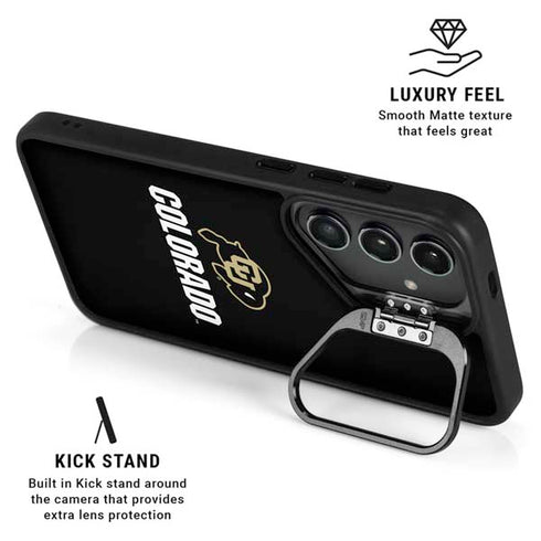 University of Colorado CU Logo on Black Galaxy S25 Kickstand Case