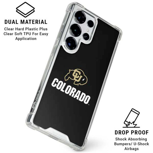 University of Colorado CU Logo on Black Galaxy S25 Ultra Clear Case