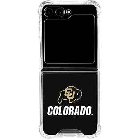 University of Colorado CU Logo on Black Galaxy Z Flip6 Clear Case
