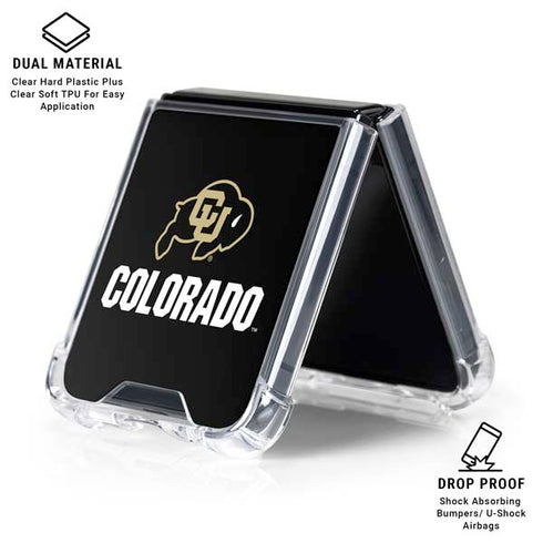 University of Colorado CU Logo on Black Galaxy Z Flip6 Clear Case