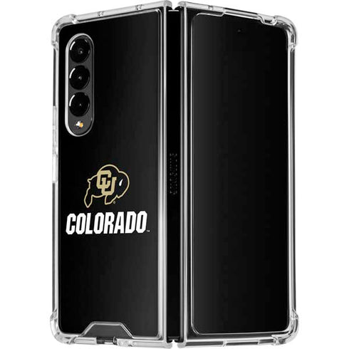 University of Colorado CU Logo on Black Galaxy Z Fold4 5G Clear Case