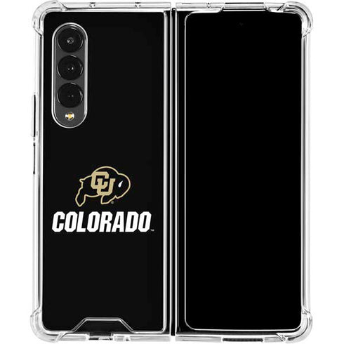 University of Colorado CU Logo on Black Galaxy Z Fold4 5G Clear Case