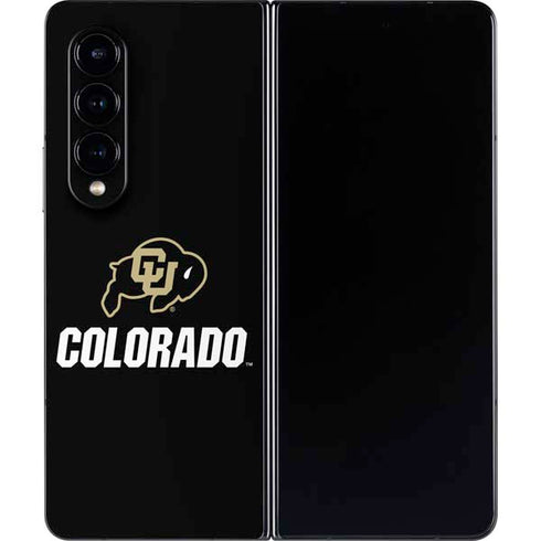University of Colorado CU Logo on Black Galaxy Z Fold4 5G Skin