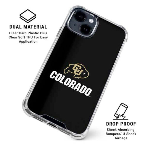 University of Colorado CU Logo on Black iPhone 14 Plus Clear Case