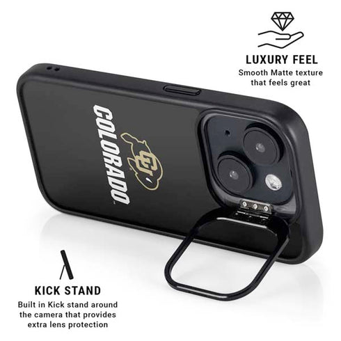 University of Colorado CU Logo on Black iPhone 14 Plus Kickstand Case