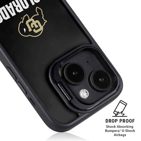 University of Colorado CU Logo on Black iPhone 14 Plus Kickstand Case