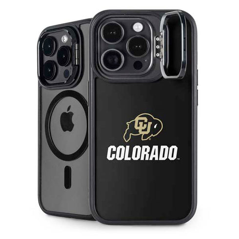University of Colorado CU Logo on Black iPhone 14 Pro Max Kickstand Case
