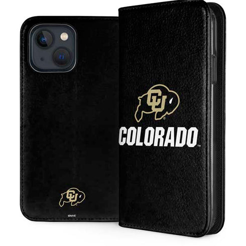 University of Colorado CU Logo on Black iPhone 15 Plus Folio Case
