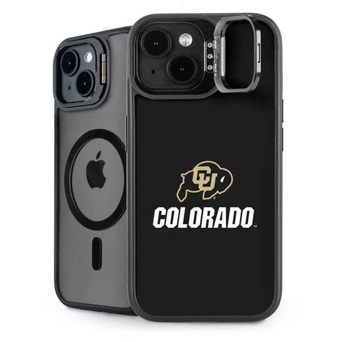 University of Colorado CU Logo on Black iPhone 15 Plus Kickstand Case
