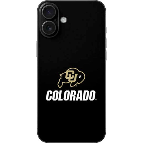 University of Colorado CU Logo on Black iPhone 16 Plus Skin
