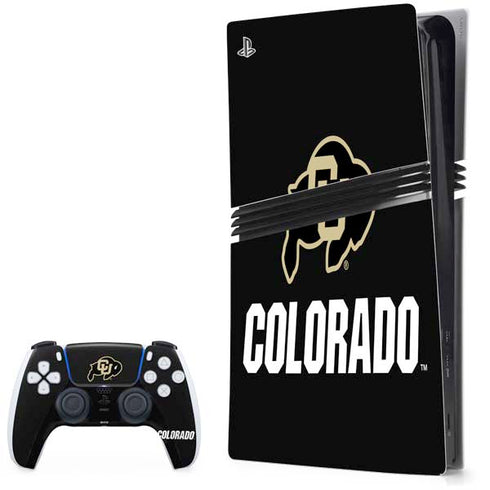 University of Colorado CU Logo on Black PS5 Pro Bundle Skin