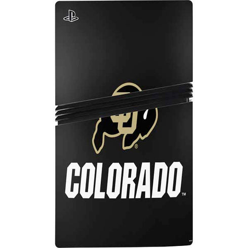 University of Colorado CU Logo on Black PS5 Pro Disk Bundle Skin