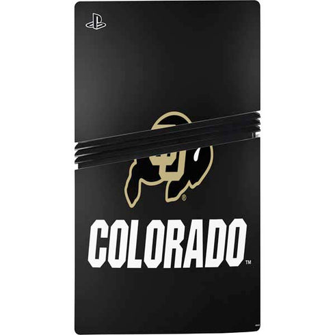 University of Colorado CU Logo on Black PS5 Pro Disk Console Skin