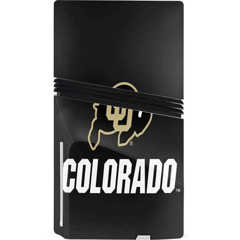 University of Colorado CU Logo on Black PS5 Pro Disk Console Skin