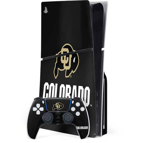 University of Colorado CU Logo on Black PlayStation PS5 Skins