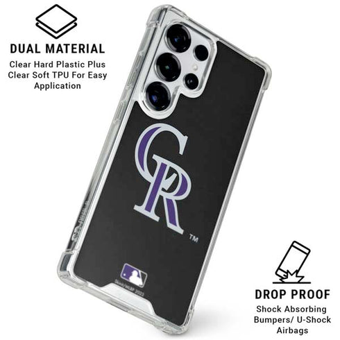 MLB Colorado Rockies - Solid Distressed Galaxy S26 Ultra Clear Case
