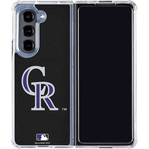 MLB Colorado Rockies - Solid Distressed Galaxy Z Fold5 5G Clear Case