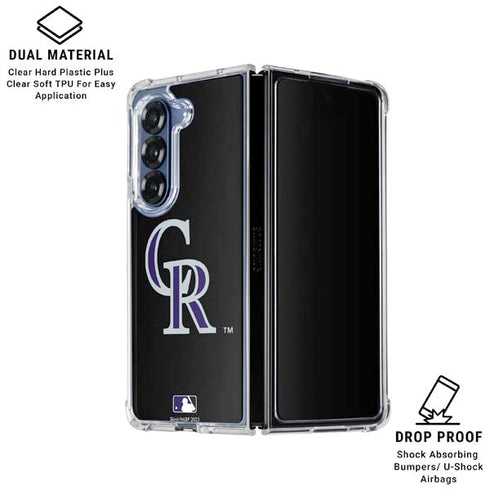 MLB Colorado Rockies - Solid Distressed Galaxy Z Fold6 Clear Case