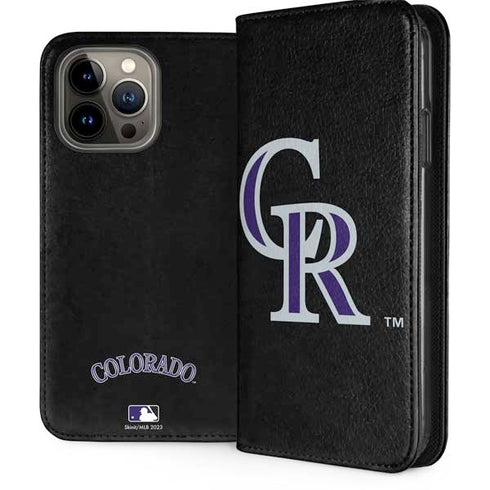 MLB Colorado Rockies - Solid Distressed iPhone 15 Pro Max Folio Case