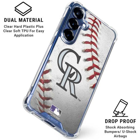 MLB Colorado Rockies Game Ball Galaxy S25 FE Clear Case