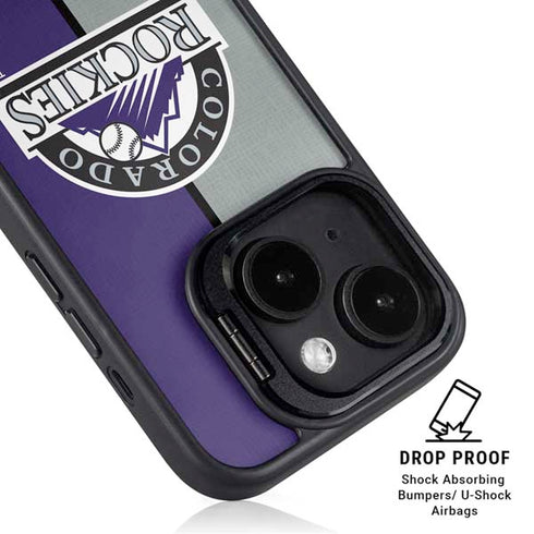 MLB Colorado Rockies Split iPhone 15 Plus Kickstand Case