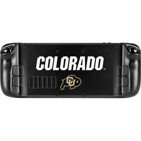 University of Colorado CU Logo on Black Steam Deck Handheld Gaming Computer Skin